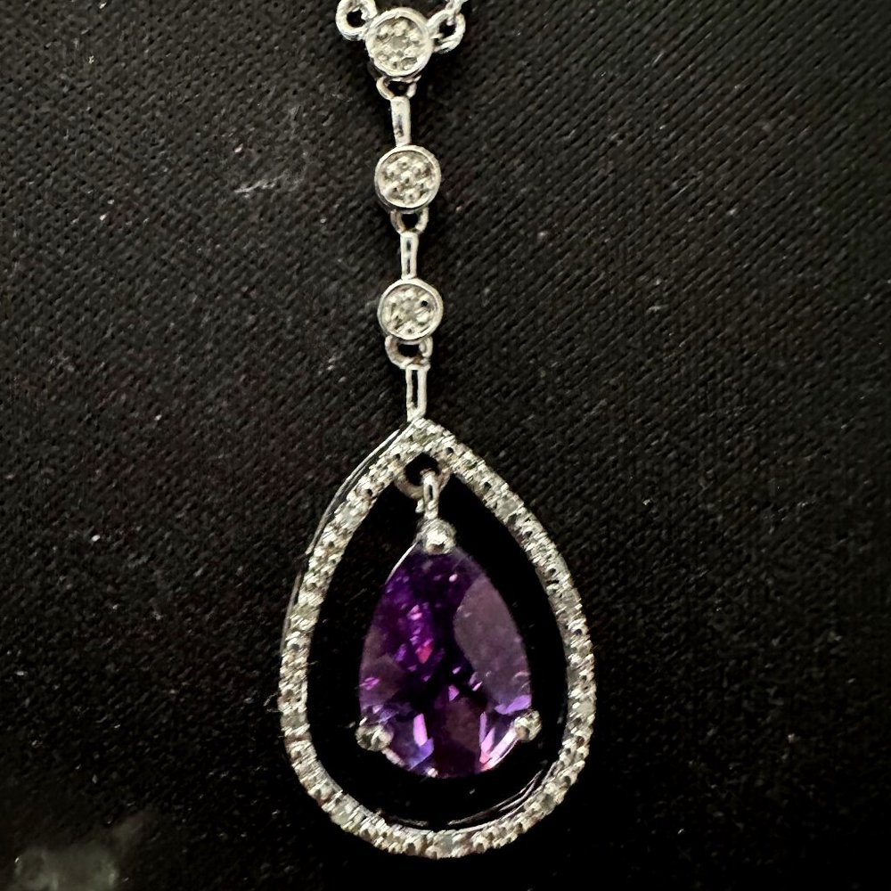 Genuine Amethyst Teardrop Pendant